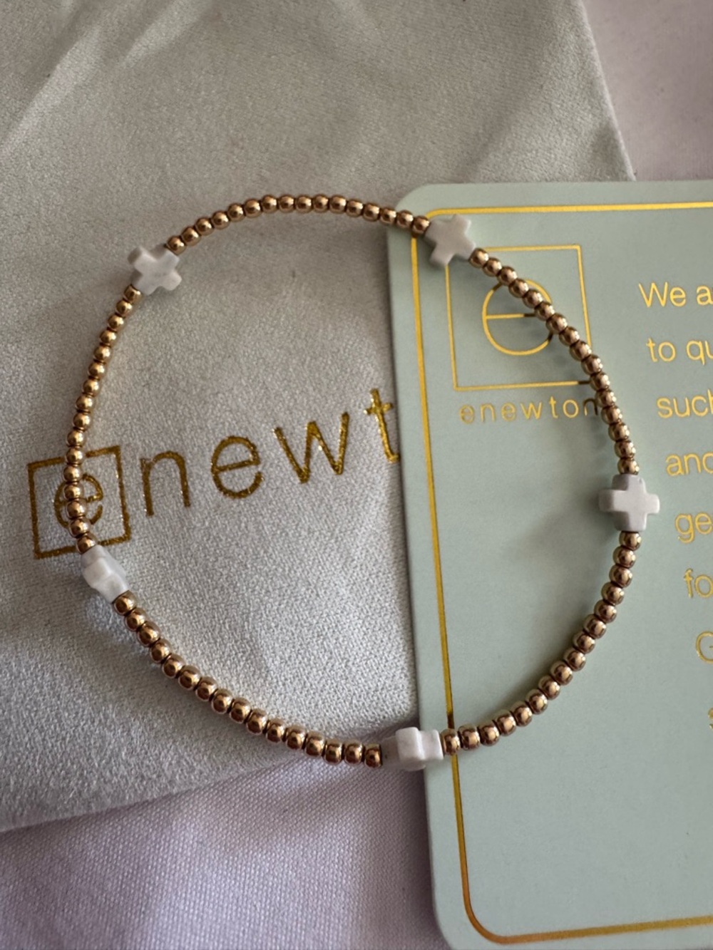 Enewt Gold Beaded Bracelet with White Cross Accents - Picture 2 of 3